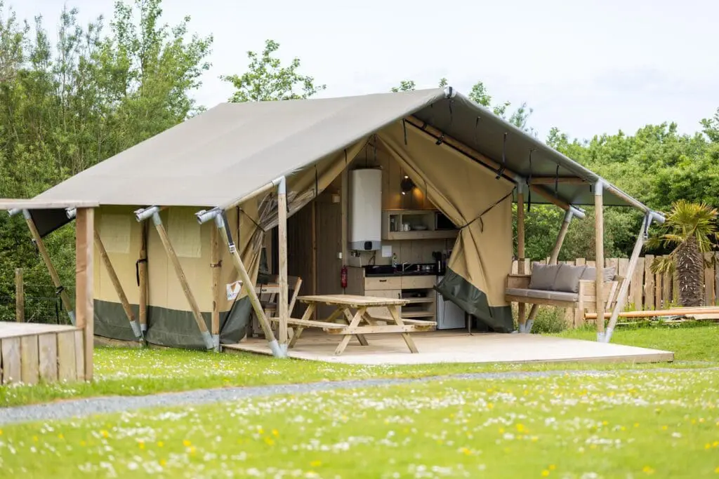 Safari tent accommodation at Little Pig countryside retreat near Bude, North Cornwall